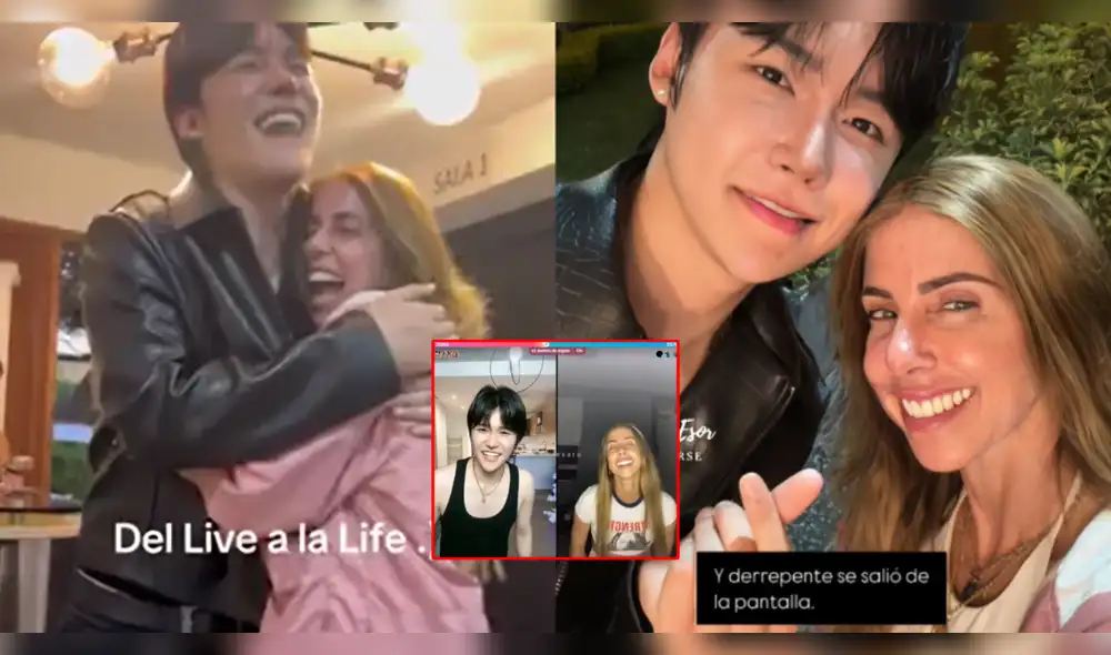 El tiktoker coreano Yun sorprendió a Fiorella Cayo en Lima tras semanas de interacción en redes. Foto: Composición LR/TikTok