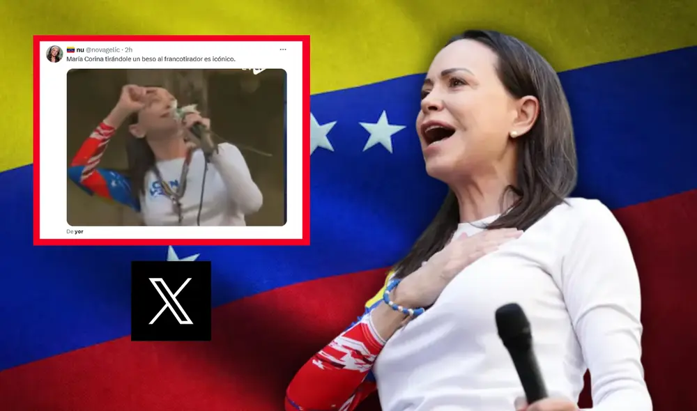 La líder opositora se mostró sin miedo ante la presencia de estos individuos causando furor en redes. Foto: composición LR/Freepik/EFE/Captura