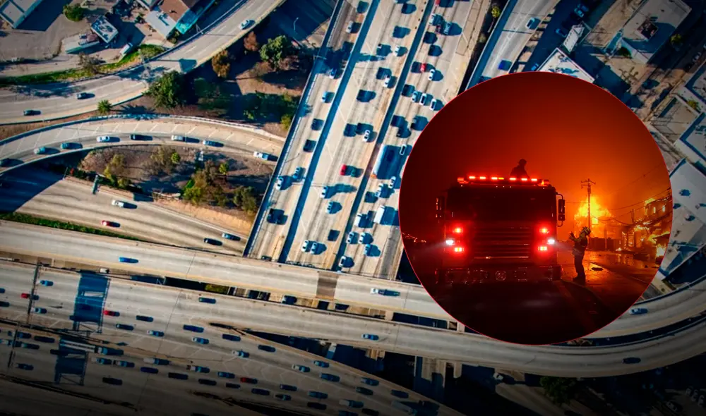 Conoce la lista de autopistas cerradas por los incendios acontecidos en Los Ángeles, California. Foto: Composición LR Conoce la lista de autopistas cerradas por los incendios acontecidos en Los Ángeles, California. Foto: Composición LR