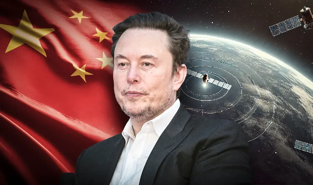 Elon Musk y SpaceX enfrentan un nuevo desafío: China ha desarrollado tecnología avanzada para rastrear satélites Starlink, marcando un paso más en la creciente rivalidad espacial entre ambas potencias. Foto: composición LR/AFP/Dall E