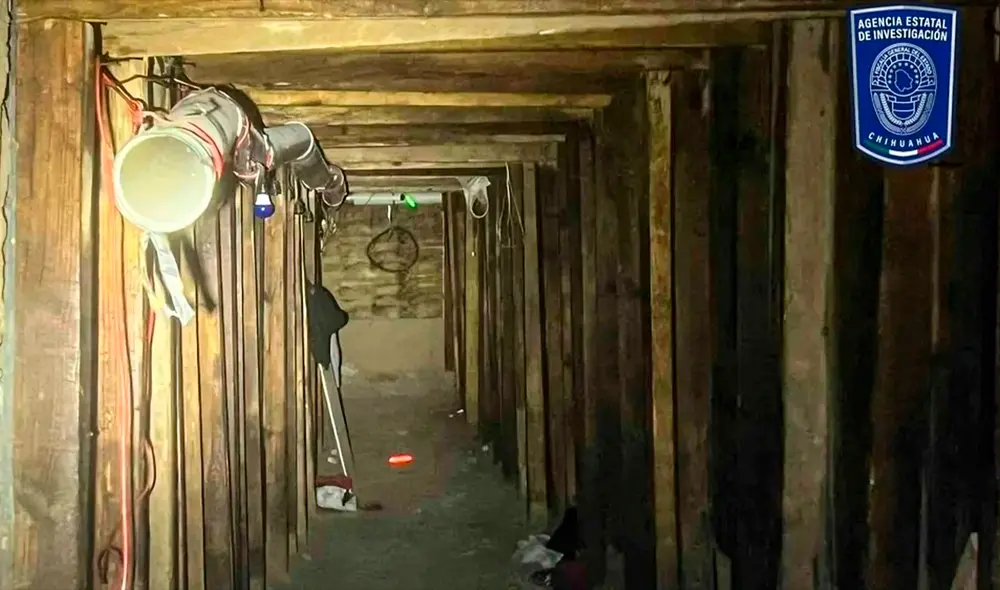 El túnel está bajo el cauce del río Bravo, en un tramo que conecta las ciudades de Ciudad Juárez (México) y El Paso (EE. UU.). Foto: Agencia Estatal de Investigación de Chihuahua
