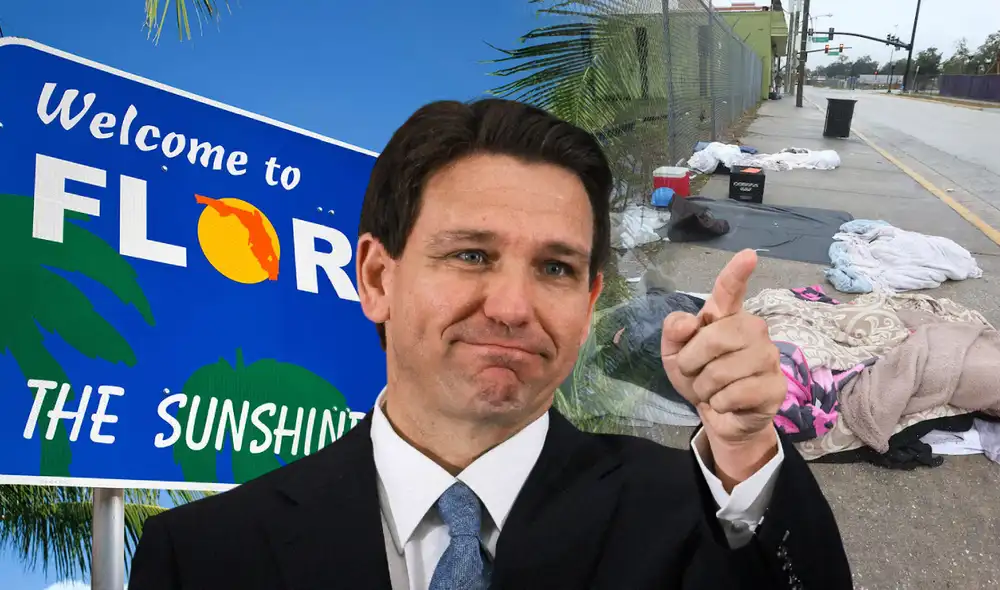 Ron DeSantis incrementa una nueva ley que para las personas sin refugio. Foto: composición LR/difusión