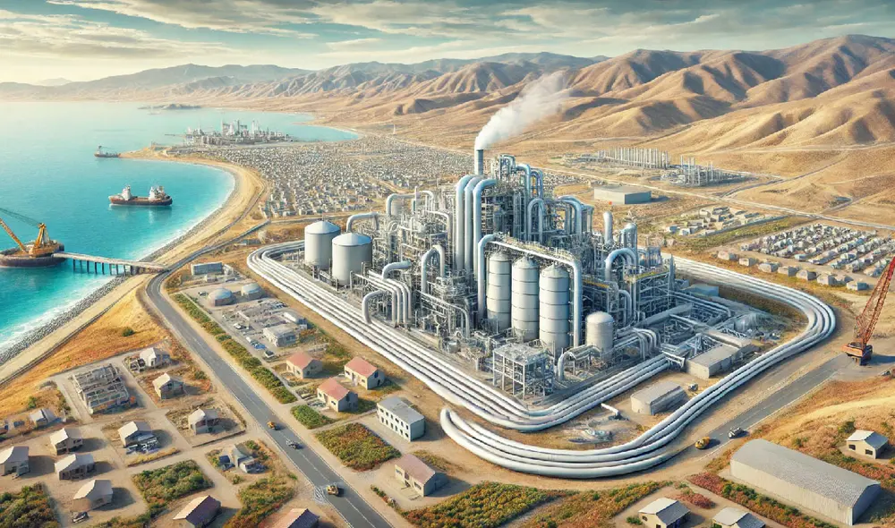 China compite con empresas internacionales por construir la planta desalinizadora en Coquimbo, Chile, un megaproyecto para enfrentar la crisis hídrica en América Latina. Foto: Dall.E China compite con empresas internacionales por construir la planta desalinizadora en Coquimbo, Chile, un megaproyecto para enfrentar la crisis hídrica en América Latina. Foto: Dall.E