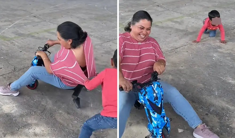 Pese a todo, mujer disfrutó su paseo en triciclo. Foto: composición LR/ TikTok