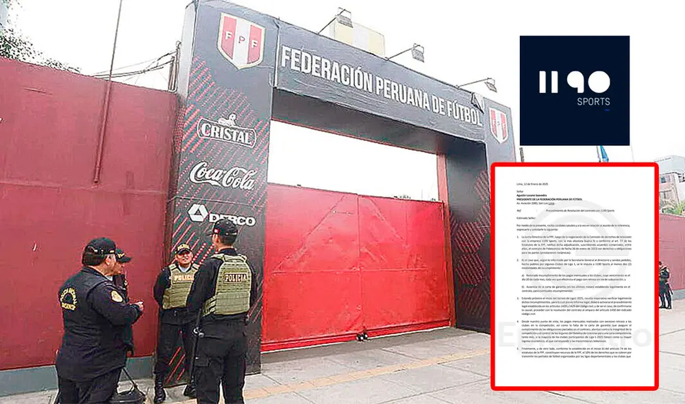 La Junta Directiva de la Federación Peruana de Fútbol exigió la resolución del contrato con 1190 Sports. Foto: composición GLR/Epicentro TV