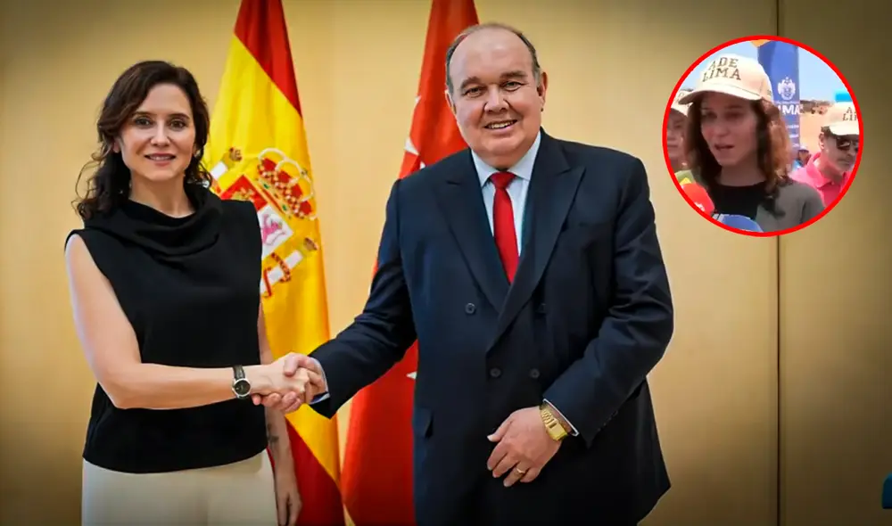 Isabel Díaz Ayuso fue invitada por Rafael Lopez Aliaga para el aniversario de Lima | Composición: Ariana Espinoza / Foto: La República