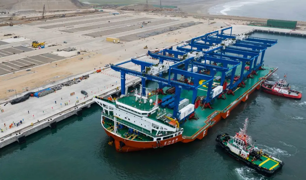 El megapuerto de Chancay aportaría durante la fase inicial con 0,3,% del PBI, lo cual equivale a US$800 millones. Foto: Andina El megapuerto de Chancay aportaría durante la fase inicial con 0,3,% del PBI, lo cual equivale a US$800 millones. Foto: Andina