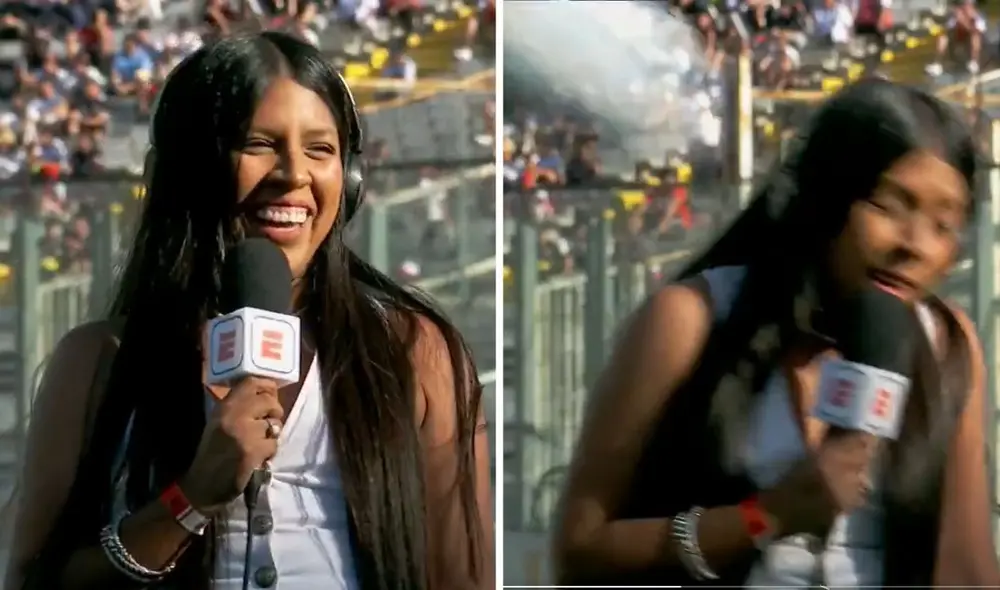 La periodista de SportsCenter esquivó un pelotazo durante una transmisión en vivo desde el Estadio Monumental de Colo Colo, en Chile. Foto: composición LR La periodista de SportsCenter esquivó un pelotazo durante una transmisión en vivo desde el Estadio Monumental de Colo Colo, en Chile. Foto: composición LR
