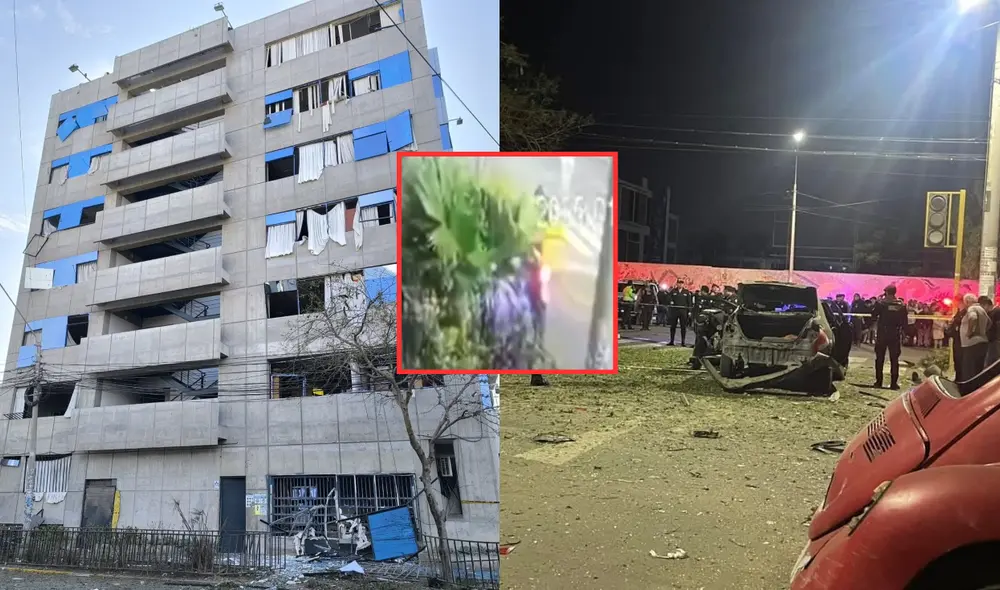 Explosión dejó el edificio de la entidad dañado y un vehículo destruido. Foto: composición LR.