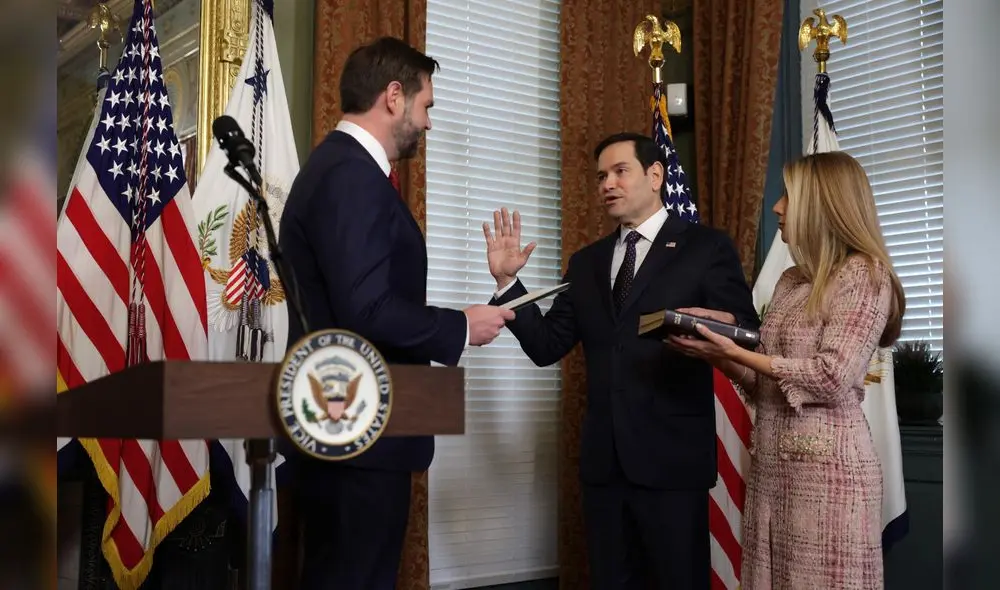 Marco Rubio juramentó como nuevo titular de la Secretaría de Estado de USA. Foto: AFP