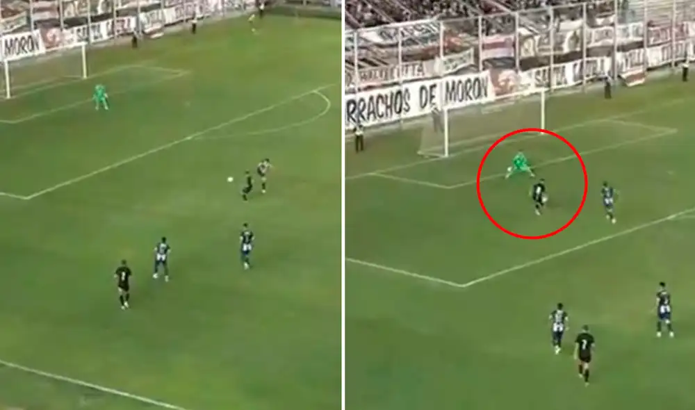 Yair González marca su doblete tras error de Renzo Garcés en Alianza Lima vs Morón. Foto: captura de TyC Sports Play