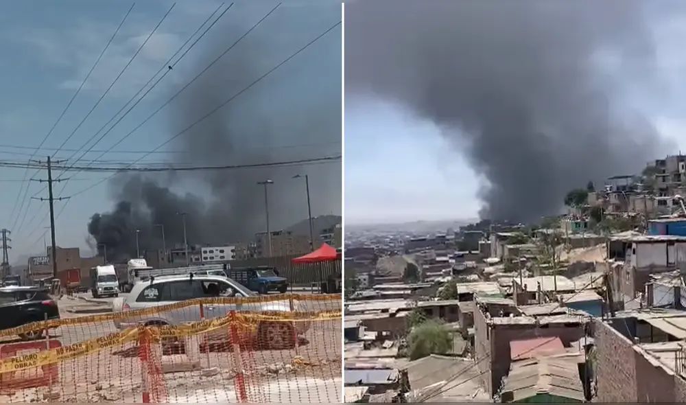 Humo negro se registra desde lejos en Villa El Salvador. Foto: Difusión Humo negro se registra desde lejos en Villa El Salvador. Foto: Difusión