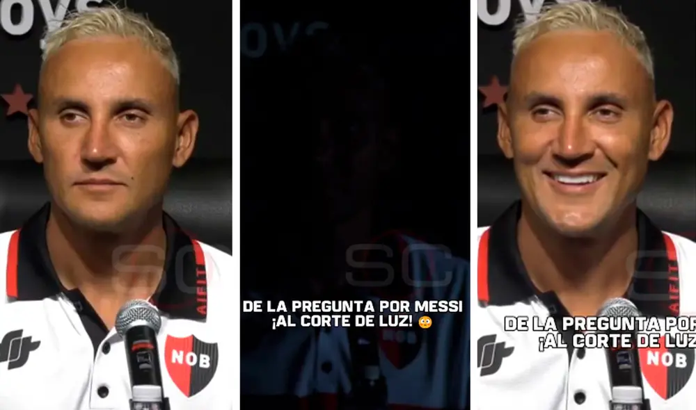 Por un momento, se fue la luz en la presentación de Keylor Navas como arquero de Newell's. Foto: composición LR/captura de ESPN