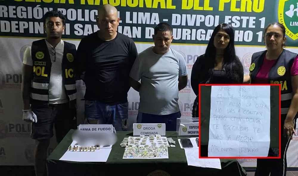 Capturada banda criminal 'Los Malditos de Pedregal' por extorsionar a comerciantes y mototaxistas en San Juan de Lurigancho. Foto: PNP