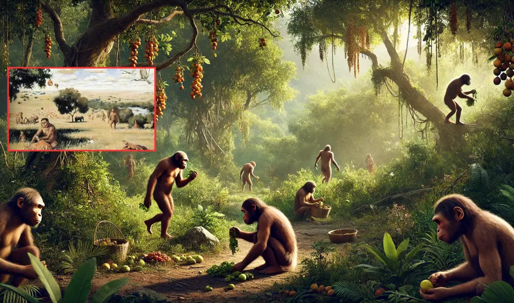 Un nuevo hallazgo indica que los  'Australopithecus' consumían mayormente alimentos de origen vegetal. Foto: composición LR/chatgpt/Diario Correo