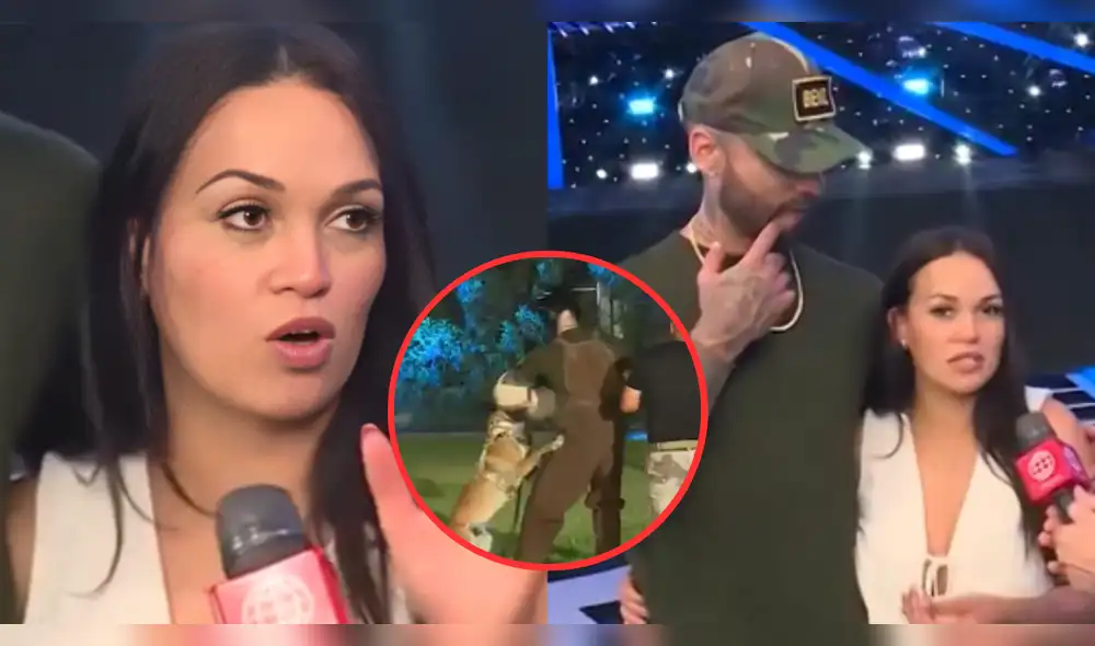 Angie Arizaga vivió un gran susto al ver a Jota Benz enfrentarse a un perro entrenado. Foto: Composición LR/América