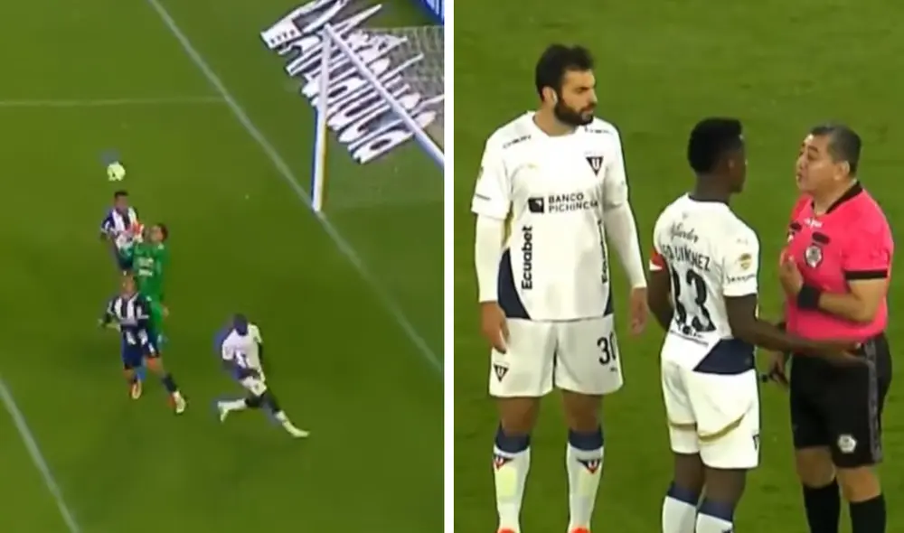 El error de Guillermo Viscarra fue seguido por una cuestionada decisión del árbitro Byron Moreno. Foto: composición de LR/captura de ATV