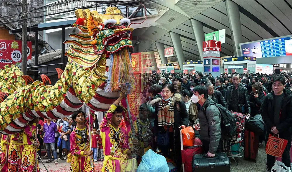 La celebración del Año Nuevo Chino 2025, el 29 de enero, generará un récord de 9.000 millones de viajes en China, destacando la reactivación del turismo tras la pandemia. Foto: composición LR/AFP