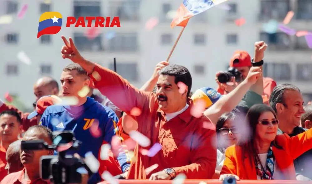 La mayoría de los bonos de la patria se pagan por la plataforma del mismo nombre. Foto: composiciónLR/Nicolás Maduro/Patria
