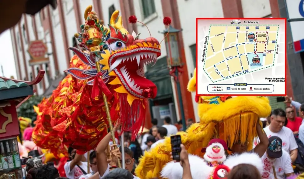 Recorrido del pasacalles por el Año Nuevo Chino 2025 en el Centro de Lima. Foto: difusión/MML