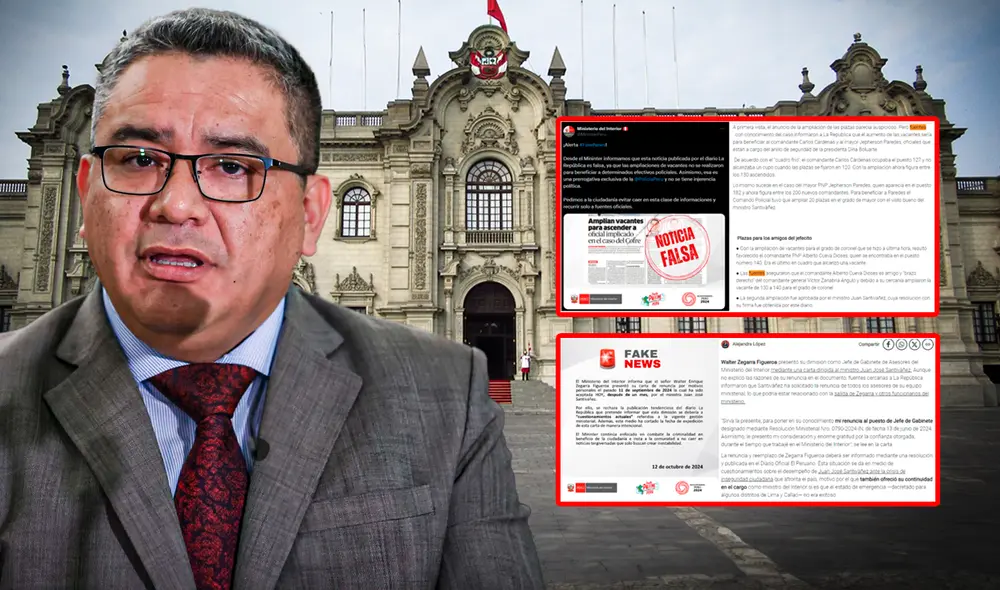 Mentiras y medias verdades. Cuenta de X del Ministerio del Interior hizo mal uso del fact-checking | Composición: Ariana Espinoza / Foto: La República.