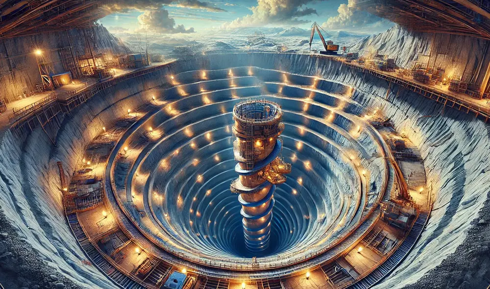 Con el objetivo de potenciar la explotación de geotermia profunda, China se une a empresas como Quaise Energy, que buscan alternativas energéticas a través del calor interno del planeta. Foto: DALL-E