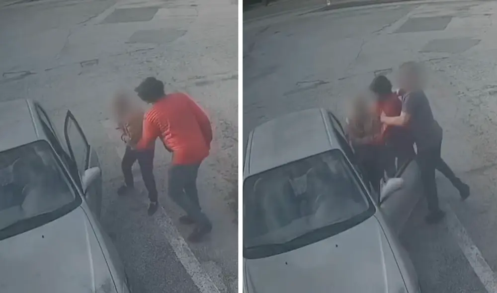 Al salir del lugar, un hombre de chaqueta roja se le acercó y trató de arrebatarle el dinero. Foto: composición LR/X Al salir del lugar, un hombre de chaqueta roja se le acercó y trató de arrebatarle el dinero. Foto: composición LR/X