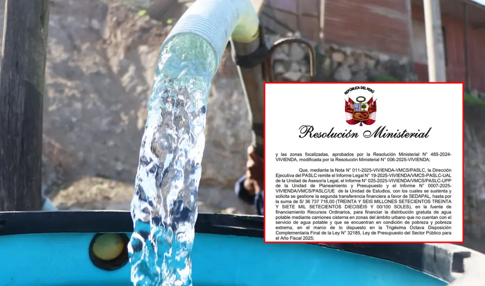 Distribución de agua potable por Sedapal. Foto: composición LR/Andina Distribución de agua potable por Sedapal. Foto: composición LR/Andina