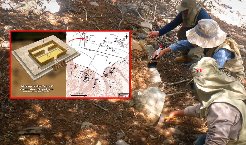 Pirámide hallada en el sector de Chupacigarro es parte de un complejo. Fotocomposición