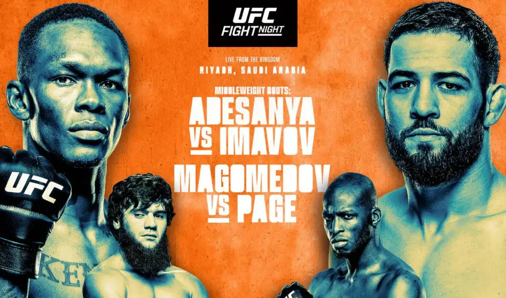 Adesanya vs Imavov será el plato principal del programa semanal de la UFC, el cual se disputará em Arabia Saudita y que tendrá un horario especial. Foto: composición LR/UFC Adesanya vs Imavov será el plato principal del programa semanal de la UFC, el cual se disputará em Arabia Saudita y que tendrá un horario especial. Foto: composición LR/UFC