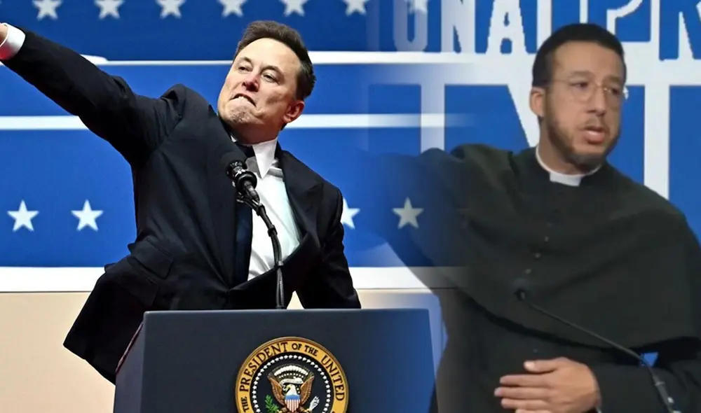 Un sacerdote de Míchigan, Calvin Robinson, fue destituido de la Iglesia Católica Anglicana tras imitar un gesto polémico asociado al saludo nazi en un evento pro-vida. Foto: composición LR/ Mediapart Un sacerdote de Míchigan, Calvin Robinson, fue destituido de la Iglesia Católica Anglicana tras imitar un gesto polémico asociado al saludo nazi en un evento pro-vida. Foto: composición LR/ Mediapart