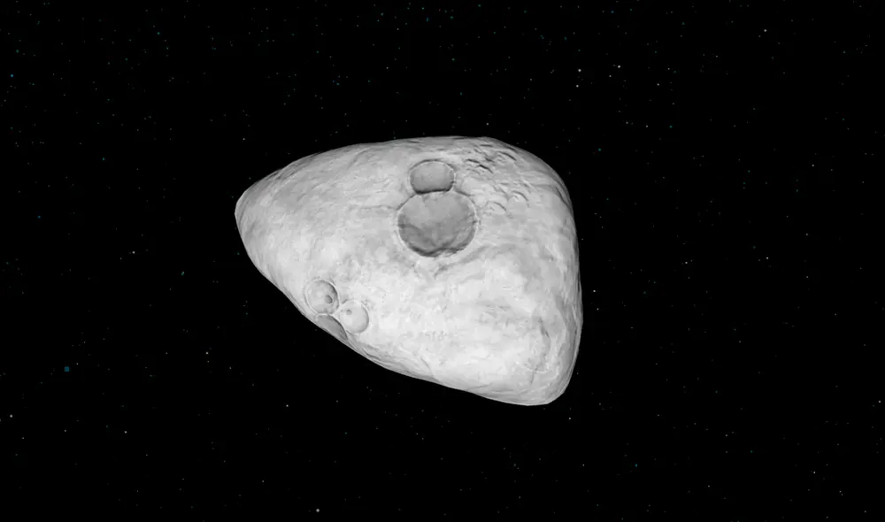 Representación del asteroide 2024 YR4, tiene un tamaño entre 40 y 91 metros de diámetro, similar al del objeto que causó el Evento de Tunguska en 1908. Foto: EYES/NASA