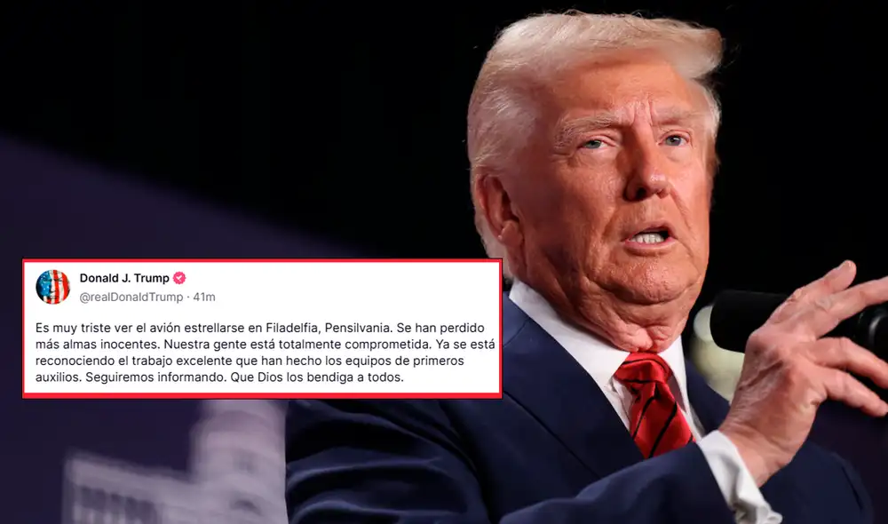 A través de una publicación en Truth Social, Donald Trump lamentó la perdida de vidas en el accidente aéreo en Filadelfia. Foto: Composición LR A través de una publicación en Truth Social, Donald Trump lamentó la perdida de vidas en el accidente aéreo en Filadelfia. Foto: Composición LR