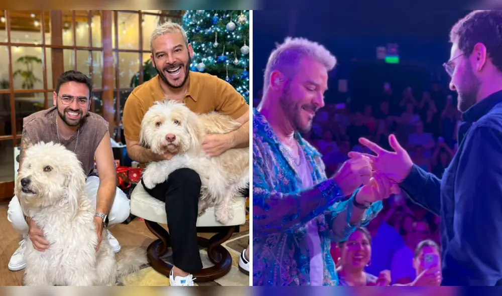 Adolfo Aguilar y el productor José Ortiz anunciaron su compromiso en una emotiva propuesta de matrimonio. Foto: Composición LR/Instagram