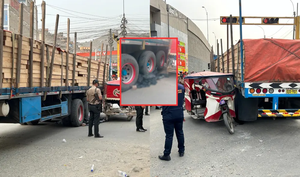 La colisión de su mototaxi con un camión fue fatal. Foto: composición LR.
