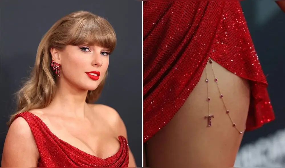 Taylor Swift hizo realidad una de las canciones más atrevidas de su último álbum, reflejándola en su look como un homenaje a Travis Kelce en la alfombra roja. Foto: composición LR/difusión.