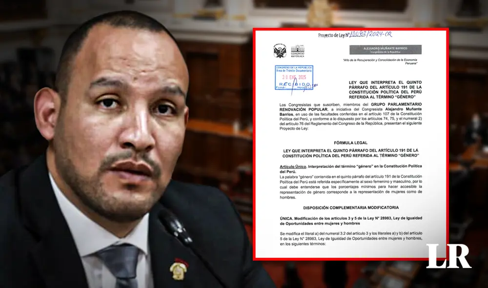 Muñante presentó proyecto de ley que busca limitar el concepto de "género" | Composición: Jazmín Ceras / Foto: LR.