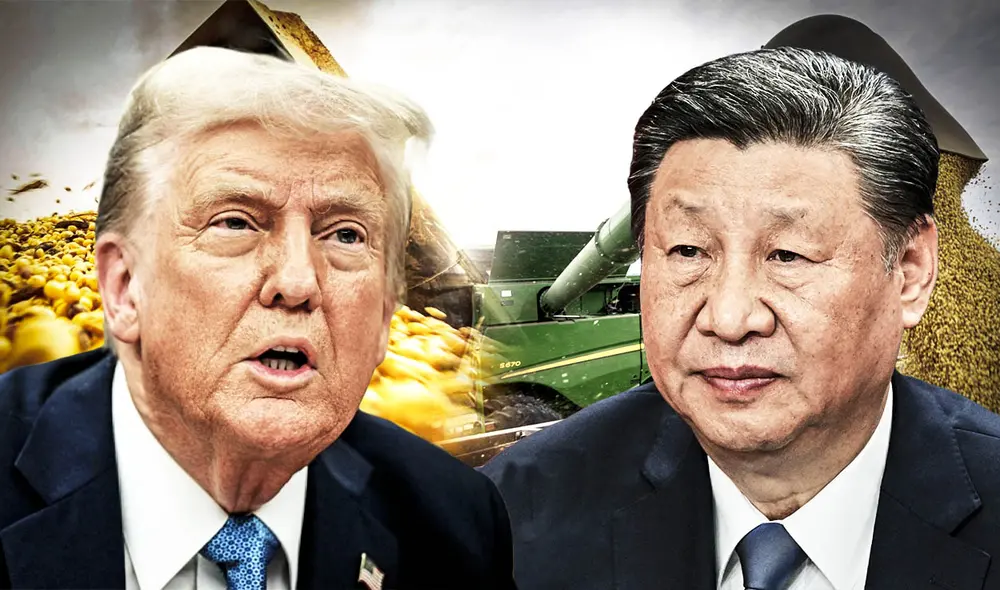La soja, principal producto agrícola exportado por EE. UU. a China, se verá gravemente afectada. Las imposiciones de aranceles amenazan con severas consecuencias para el sector agrícola estadounidense. Foto: composición LR/AFP/