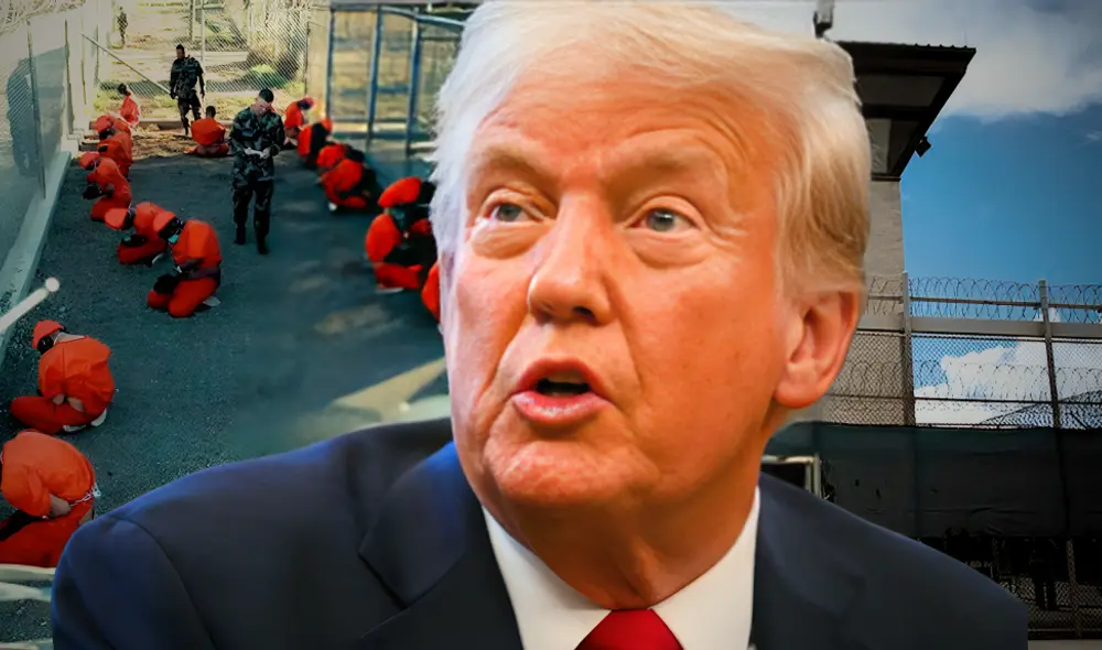 La medida de Donald Trump de enviar inmigrantes a Guantánamo ha desatado un intenso debate político y social. Foto: composición LR/AFP/BBC