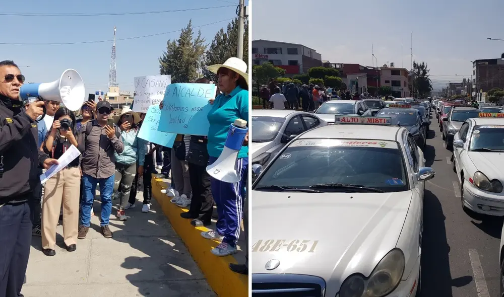 Cerca de 50 choferes de colectivos se manifiestan contra el alcalde Germán Torres. Foto: La República.