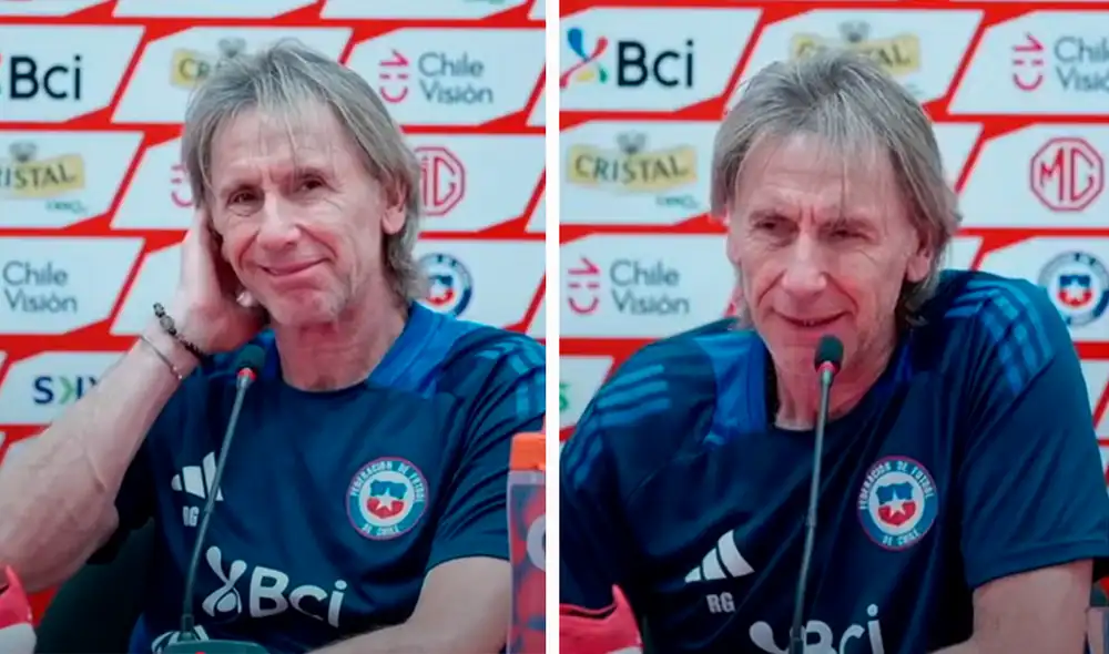 Ricardo Gareca sonrió cuando fue consultado sobre su cambio facial. Foto: composición LR/captura de La Roja. Ricardo Gareca sonrió cuando fue consultado sobre su cambio facial. Foto: composición LR/captura de La Roja.