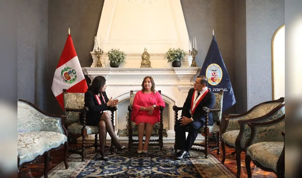 La presidente del Poder Judicial, Janet Tello conversó con la mandataria Dina Boluarte