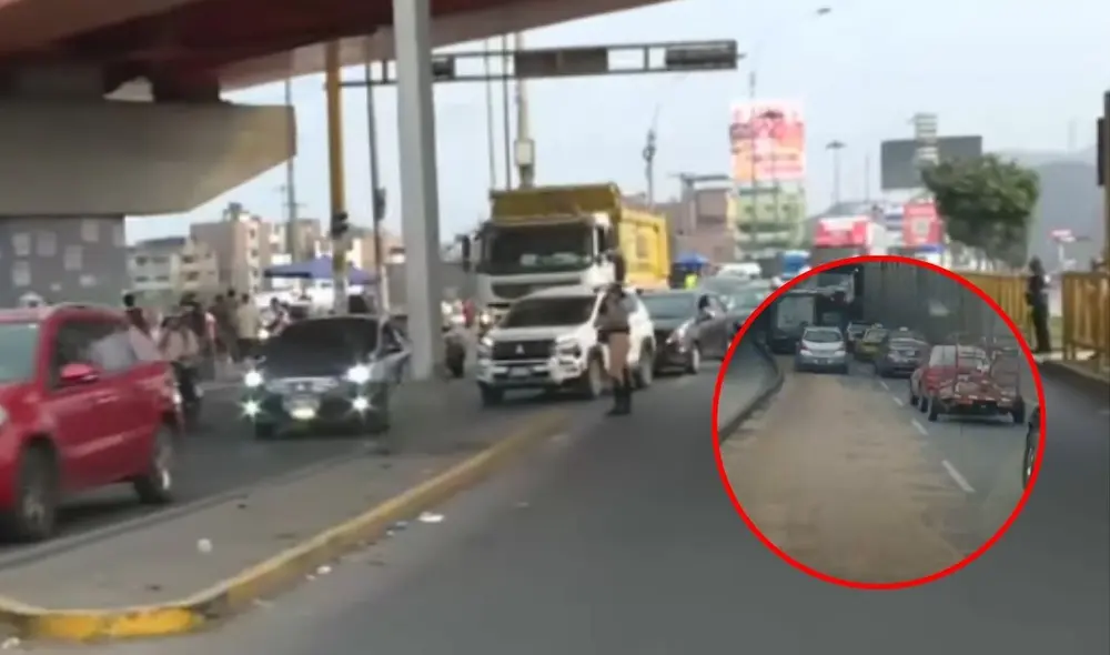 Accidente de tránsito en avenida Alfonso Ugarte provoca derrame de aceite y congestión vehicular. Foto: captura Latina/RPP