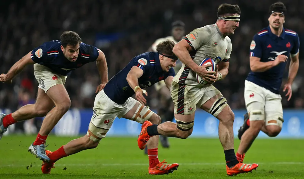 El partido de Inglaterra vs Francia tuvo siete tries y una definición espectacular. Foto: AFP