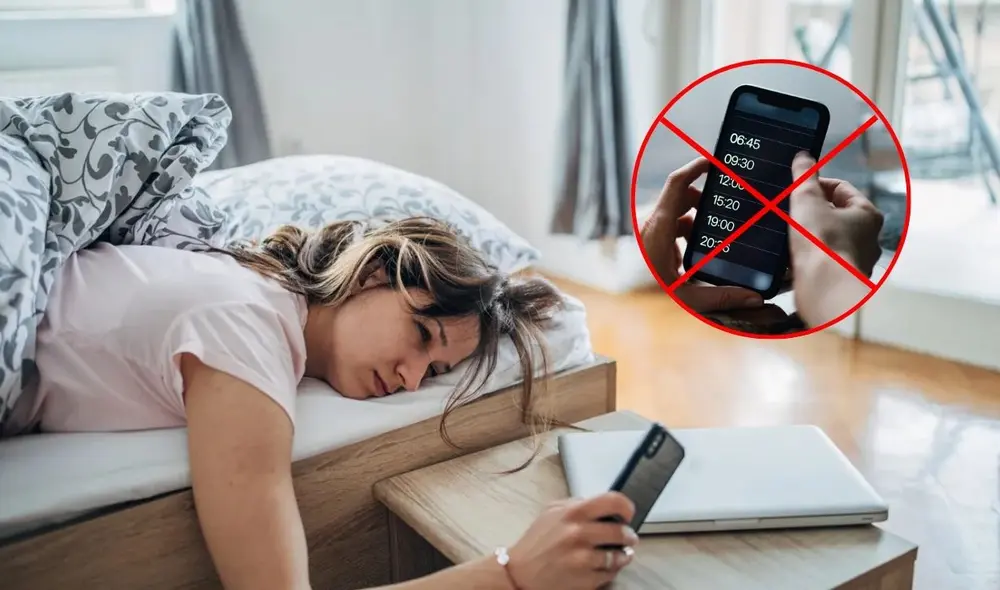 Usar el celular como despertador puede afectar el sueño debido a la luz azul, la función ‘posponer’ y la exposición a notificaciones, por lo que los expertos recomiendan dejarlo fuera del dormitorio. Foto: composición LR Usar el celular como despertador puede afectar el sueño debido a la luz azul, la función ‘posponer’ y la exposición a notificaciones, por lo que los expertos recomiendan dejarlo fuera del dormitorio. Foto: composición LR