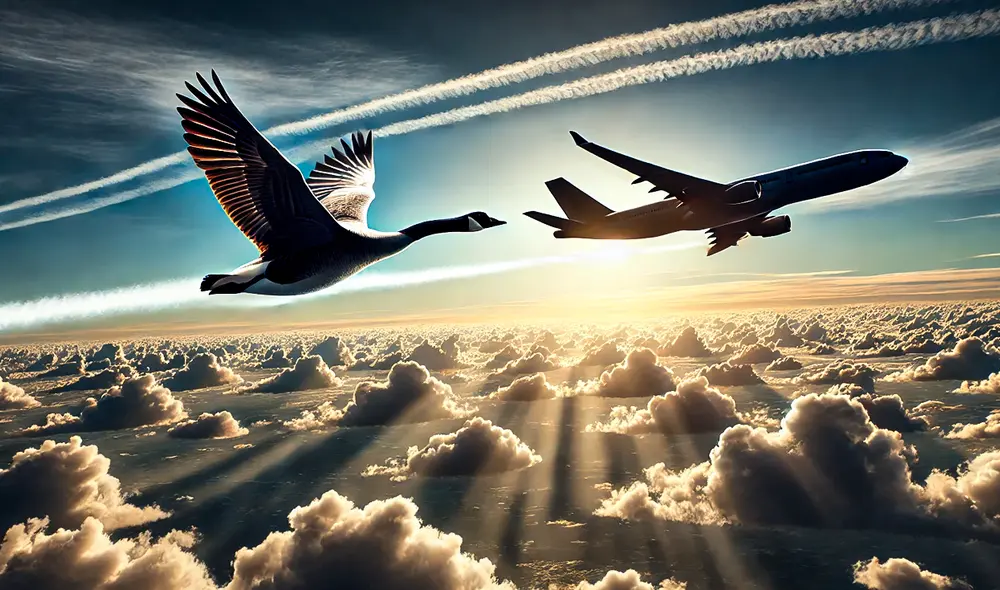 El Geese Project de Airbus evalúa su aplicación en rutas transatlánticas sin comprometer la seguridad, la cual contribuiría a una aviación más sostenible. Foto: IA/La República.