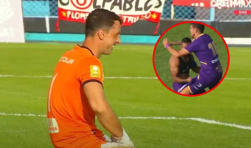 Sebastián Britos intentó despejar el balón tras un centro, pero la 'pifeó' y permitió el gol de Comerciantes Unidos. Foto: composición LR/captura