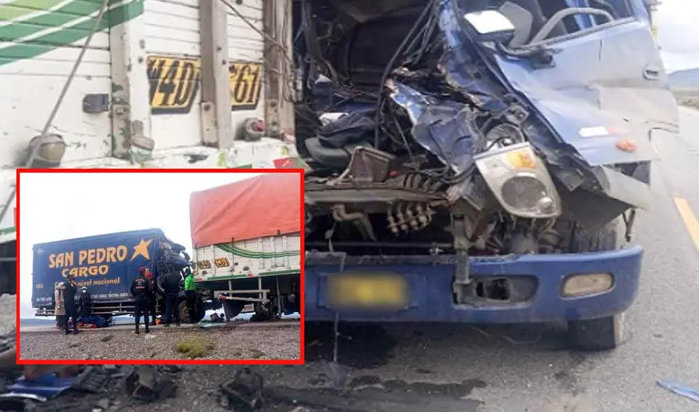 El choque ocasionó que uno de los camiones quedara completamente destrozado. Foto: composición LR/Andina