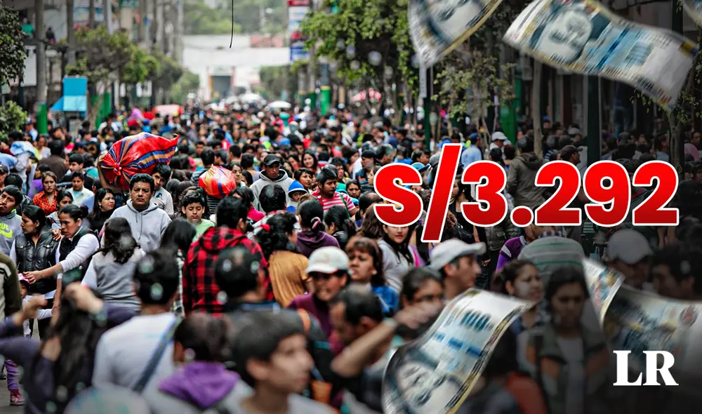 Multitud de peruanos a pie y billetes de cien soles. Foto: La República