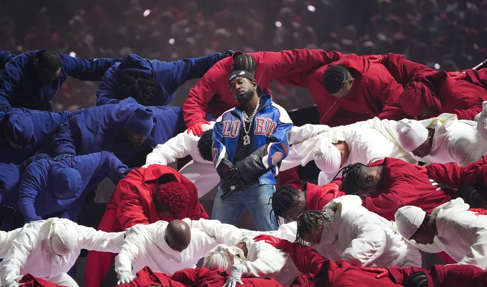 Kendrick Lamar en el halftime. Photo: AFP